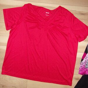 size 2 x 2x womens red  blouse shirt stretch xxl casual dress